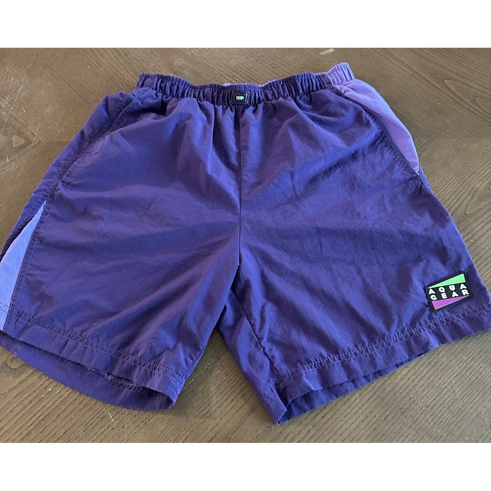 Vintage 90's Nike Aqua Gear Purple Swim Suit Trunks Shorts Size M Medium Y2K